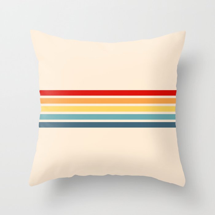 Takaakira - Classic Rainbow Retro Stripes Throw Pillow