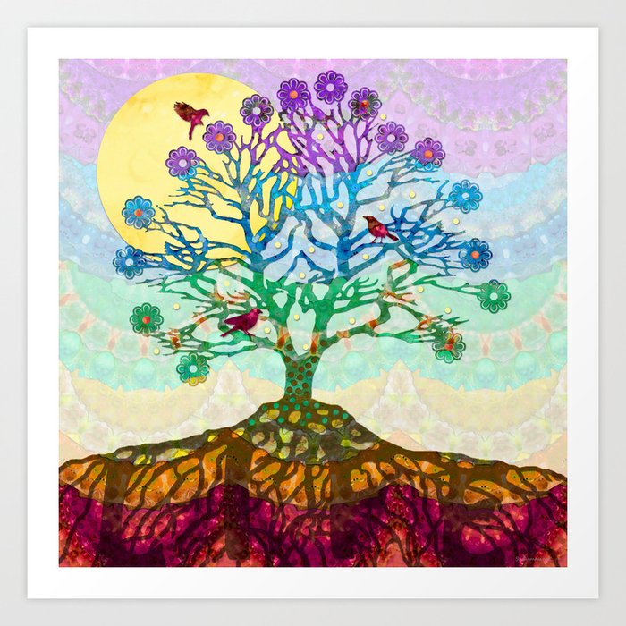 Colorful Tree Of Life Art by Sharon Cummings Art Print