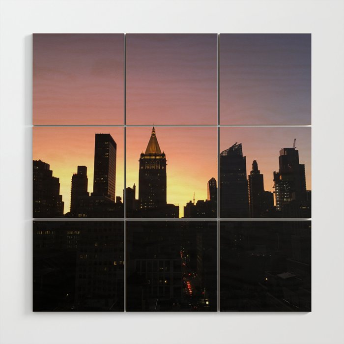 Appreciating the Transience of Dusk in Midtown Manhattan Wood Wall Art