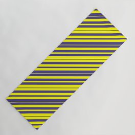 [ Thumbnail: Yellow & Dark Slate Blue Colored Lines/Stripes Pattern Yoga Mat ]