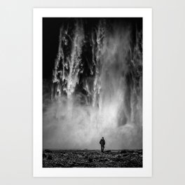In solitude | Travel photography Iceland print - Skógafoss waterfall Art Print