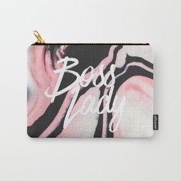 Boss Lady Pink Black Painted Marble Carry-All Pouch