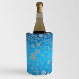 Blue and White Snowflakes Pattern Design Wine Chiller