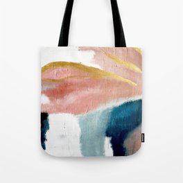 Exhale: a pretty, minimal, acrylic piece in pinks, blues, and gold Tote Bag