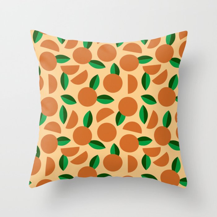 Oranges - Graphic Retro Pattern Throw Pillow