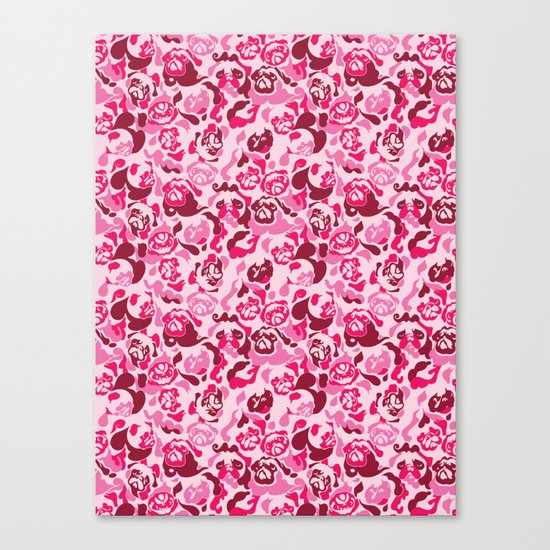 Pug Camouflage Pink Canvas Print