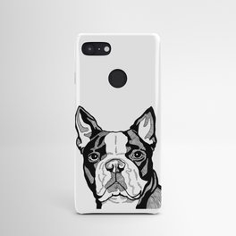 Sweet Boston Terrier Line Drawing, Black and White Boston Terrier Dog Pop Art Android Case