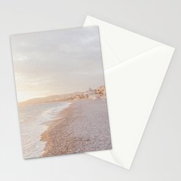 Nice (France) shoreline at sunset Stationery Card