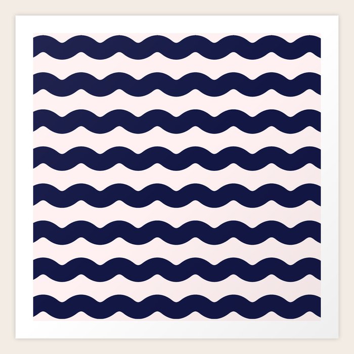 2019 Color Ultra Blue Moon On Millennial Pink Waves Art Print By