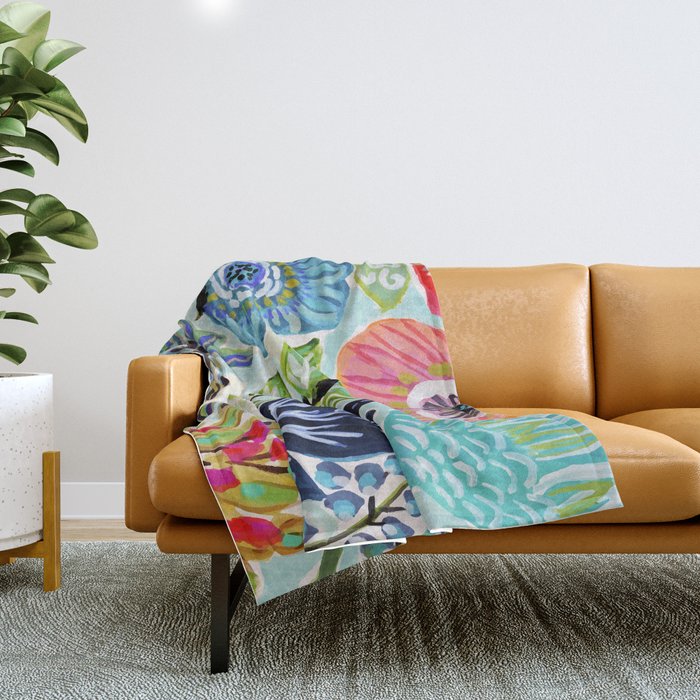 Bird and Blooms Throw Blanket