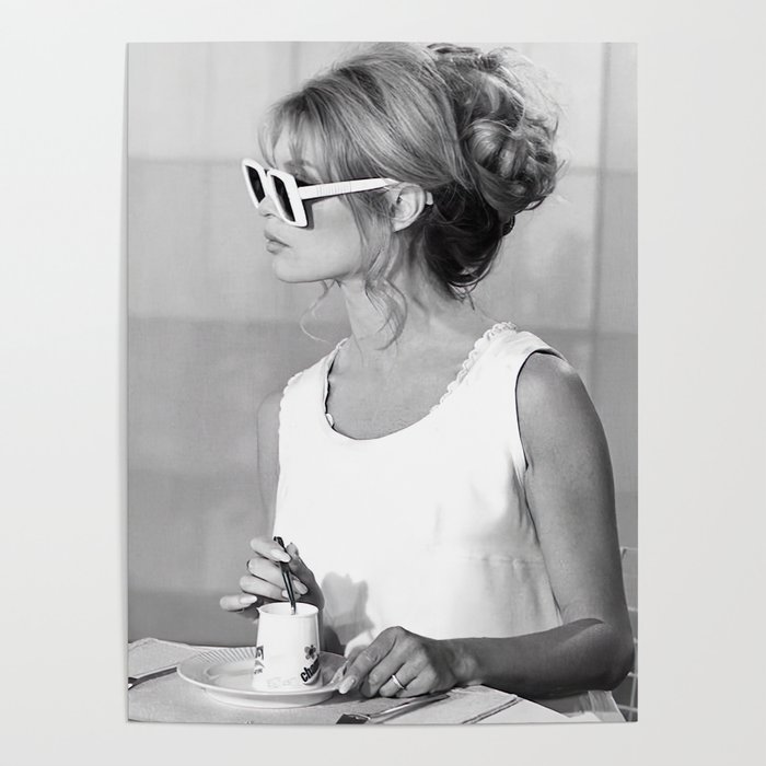 Brigitte Bardot in Sunglasses Retro Vintage Art Poster
