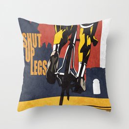 Retro Tour de France Cycling Illustration Poster: Shut Up Legs Throw Pillow