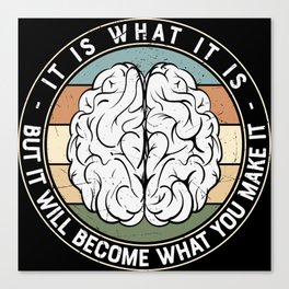 Vintage Brain Motivational Quote Canvas Print