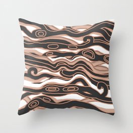 Minimalistic Abstract Copper Wave Design Throw Pillow