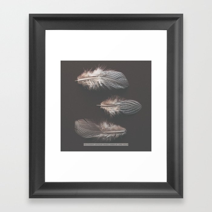 Feathers Print - Dark Brown - Bird Love - Angels - Quote - Feather Photography  Framed Art Print