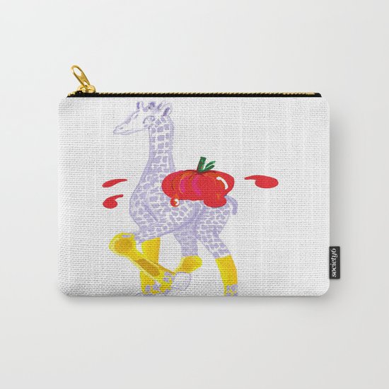 Thanksgiving Food Fight Tomatoe - Midas is Ready - Christmas Lavender Giraffe Carry-All Pouch