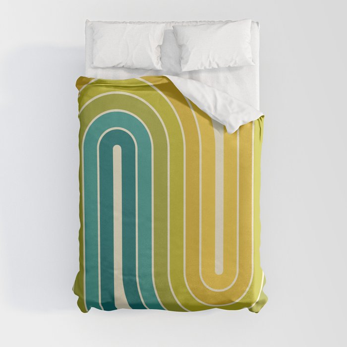 Retro 70s Stripe Colorful Rainbow Duvet Cover