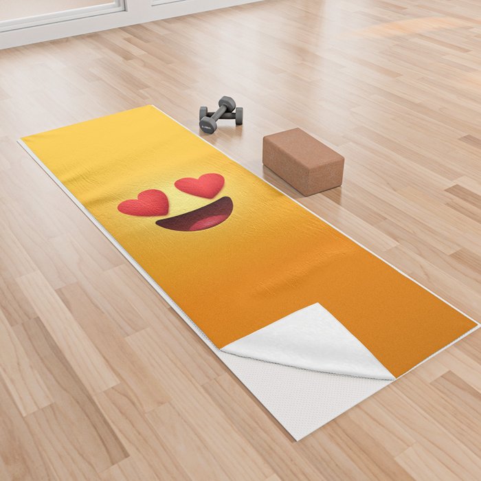 Heart Face Emoji Yoga Towel