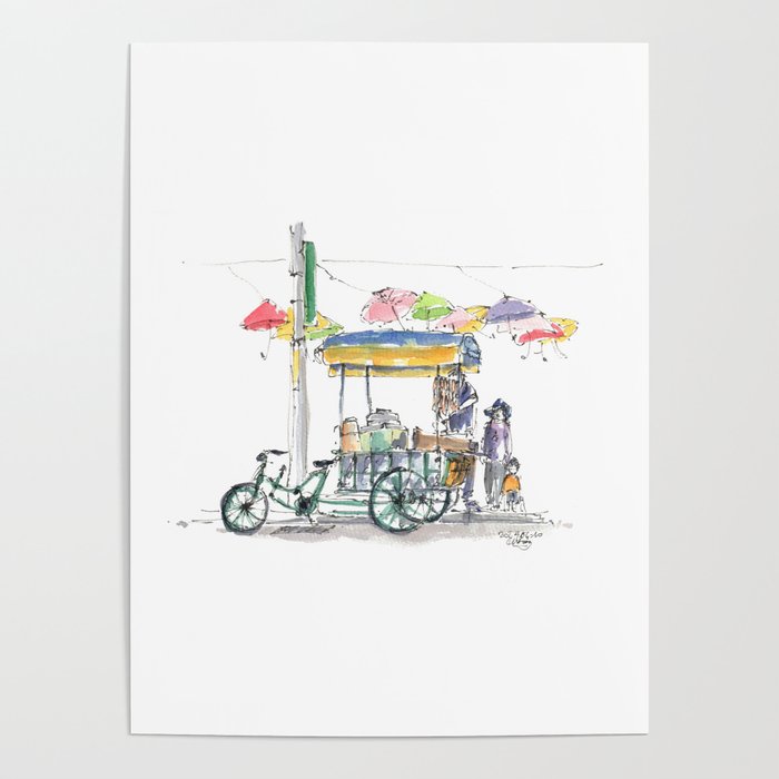 Traditional sausage vendor’s bike in Taipei Poster