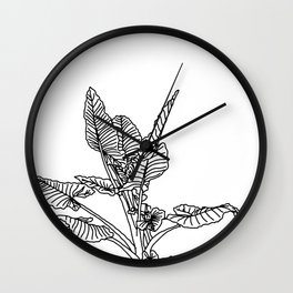 Belinda Wall Clock | Minimalism, Plant, Ubud, Colocasia, Elephantears, Plants, Digital, Nature, Bali, Drawing 