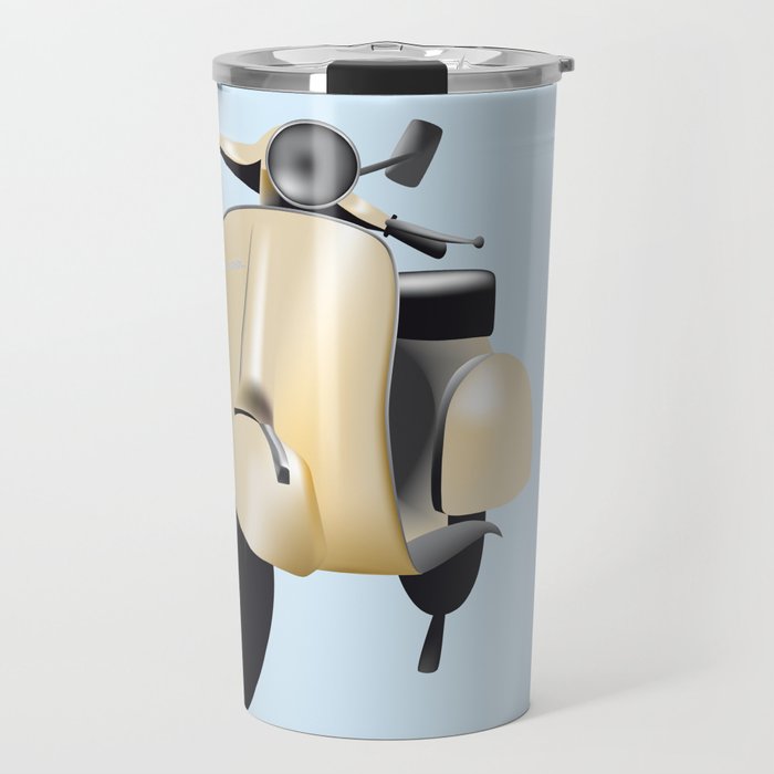 Three Vespa scooters in the colors of the Italian flag Travel Mug