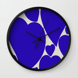 Navy Blue Hearts Contemporary Pattern Wall Clock