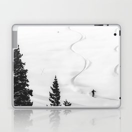 Backcountry Skier // Fresh Powder Snow Mountain Ski Landscape Black and White Photography Vibes Laptop & iPad Skin | Vibe Vibes Only Bed, College Dorm Room, Ski Skier Skiing, Snowboard Hood In, Snow Snowy Snowing, Black And White B W, Landscape Warren Q0, Miller Photography, Photo, Decor Design Vail 
