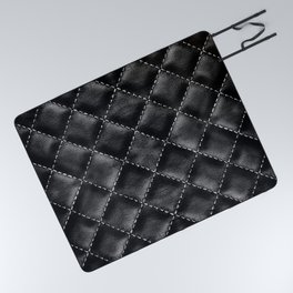 Quilted black leather pattern, bag design Picnic Blanket