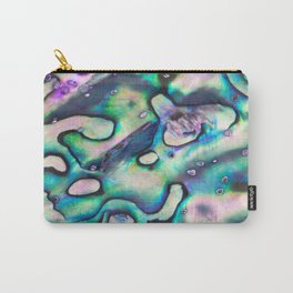 Purpley Green Mother of Pearl Abalone Shell Carry-All Pouch