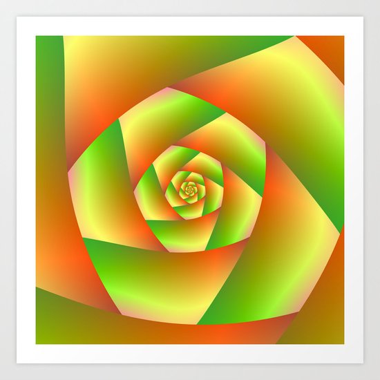 Spiral in Yellow Orange and Green Art Print