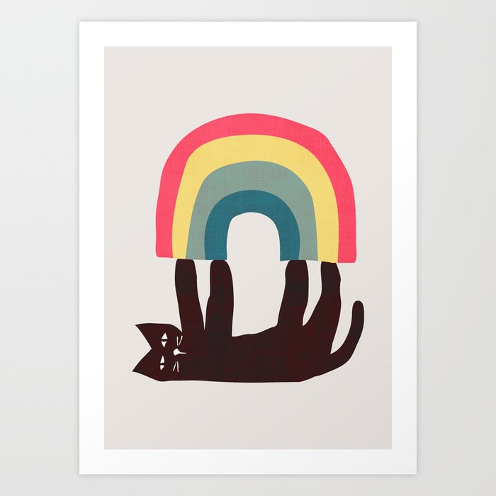 Cat with rainbow Art Print