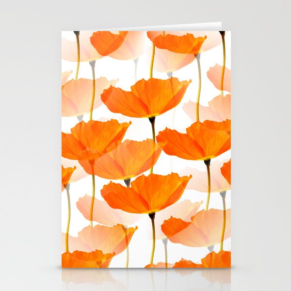 Orange Poppies On A White Background #decor #society6 #buyart Stationery Cards