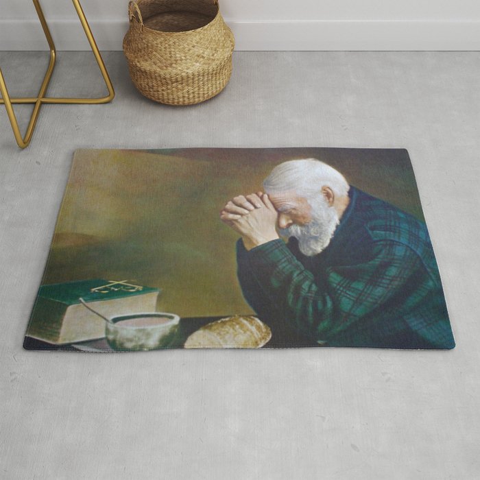 Eric Enstrom Grace Man Praying Over Bread Rug