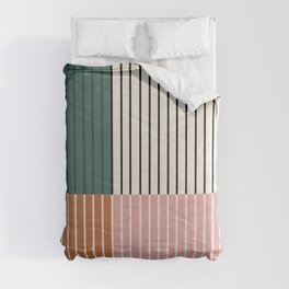 Color Block Line Abstract V Comforter | Line, Geometric, Stripes, Mid Century Modern, Mid Century, Bohemian, Colorful, Boho, Nature, Midcentury 