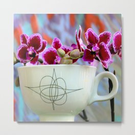 Millennials' Mid-century Fantasy Metal Print | Flower, Oneofacard, Mid Century, Vintage, Coffeecup, Color, Orchid, Stilllife, Nature, Photo 