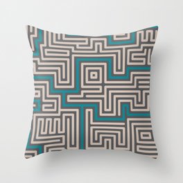 Meandering round lines cream & teal Throw Pillow