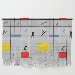 Dancing like Piet Mondrian - Composition with Red, Yellow, and Blue on the light grey background Wall Hanging