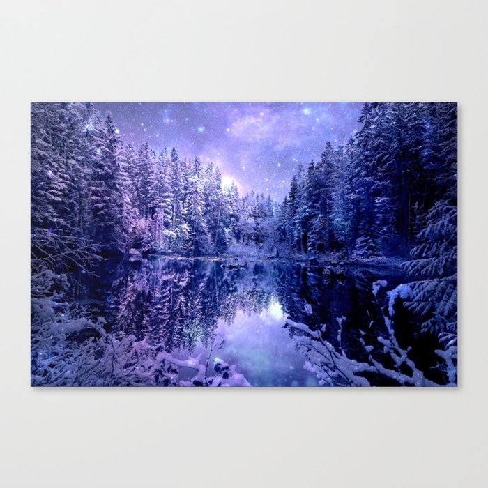 Lavender Winter Wonderland : A Cold Winter's Night Canvas Print