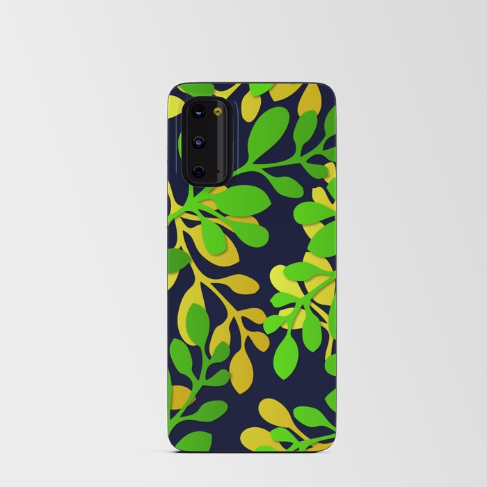 Black, Green & Yellow Color Leaves Funar Pattern Design  Android Card Case