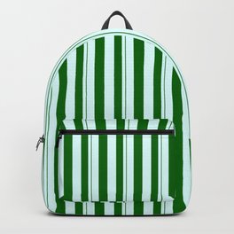 [ Thumbnail: Light Cyan & Dark Green Colored Lined Pattern Backpack ]