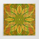 Sun Flower, Sunflower, Bohemian Floral Mandala Pattern Wood Wall Art
