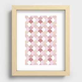 Retro Geometric Pattern 4 Pink, Peach, Cream and White Recessed Framed Print