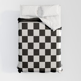 Vintage Chessboard & Checkers - Black & White Duvet Cover