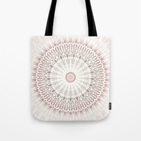 Cream Rose Mandala Tote Bag