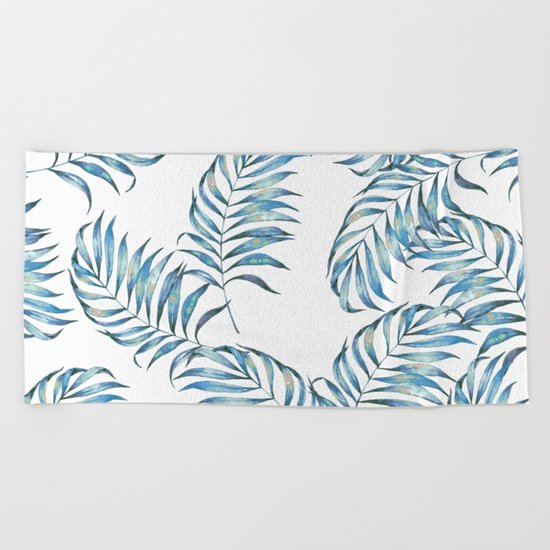 Blue Leaves Beach Towel