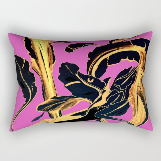 Golden Succulent on Fuchsia Rectangular Pillow