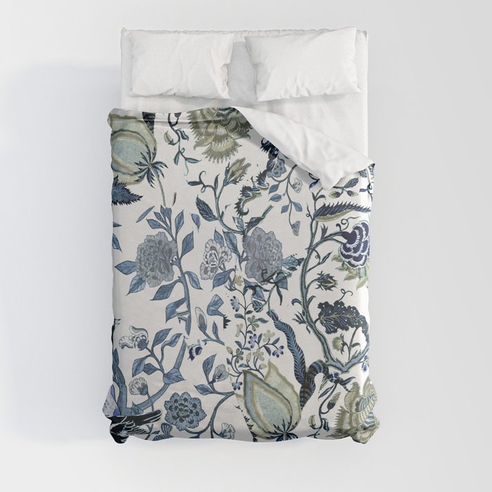 Blue vintage chinoiserie flora Duvet Cover