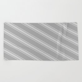 [ Thumbnail: Dark Gray & Light Gray Colored Stripes/Lines Pattern Beach Towel ]