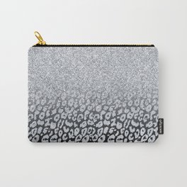 Silver Glitter Leopard Ombre Black Print Carry-All Pouch