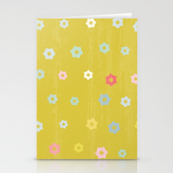 Modern Star Flower Pattern Artwork 07 with printed texture Color 02 Stationery Cards